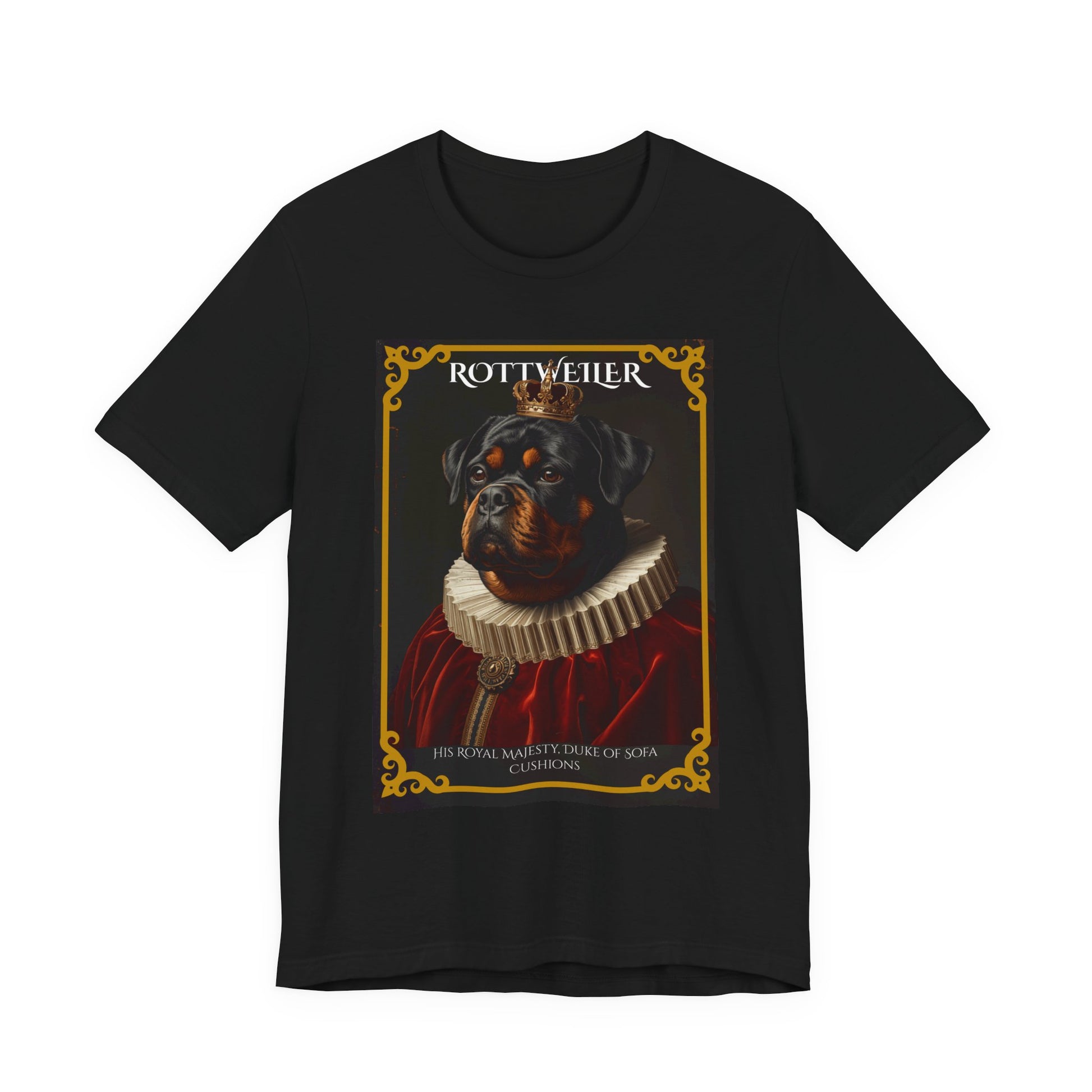 Flat lay of the Rottweiler Royal Portrait t-shirt