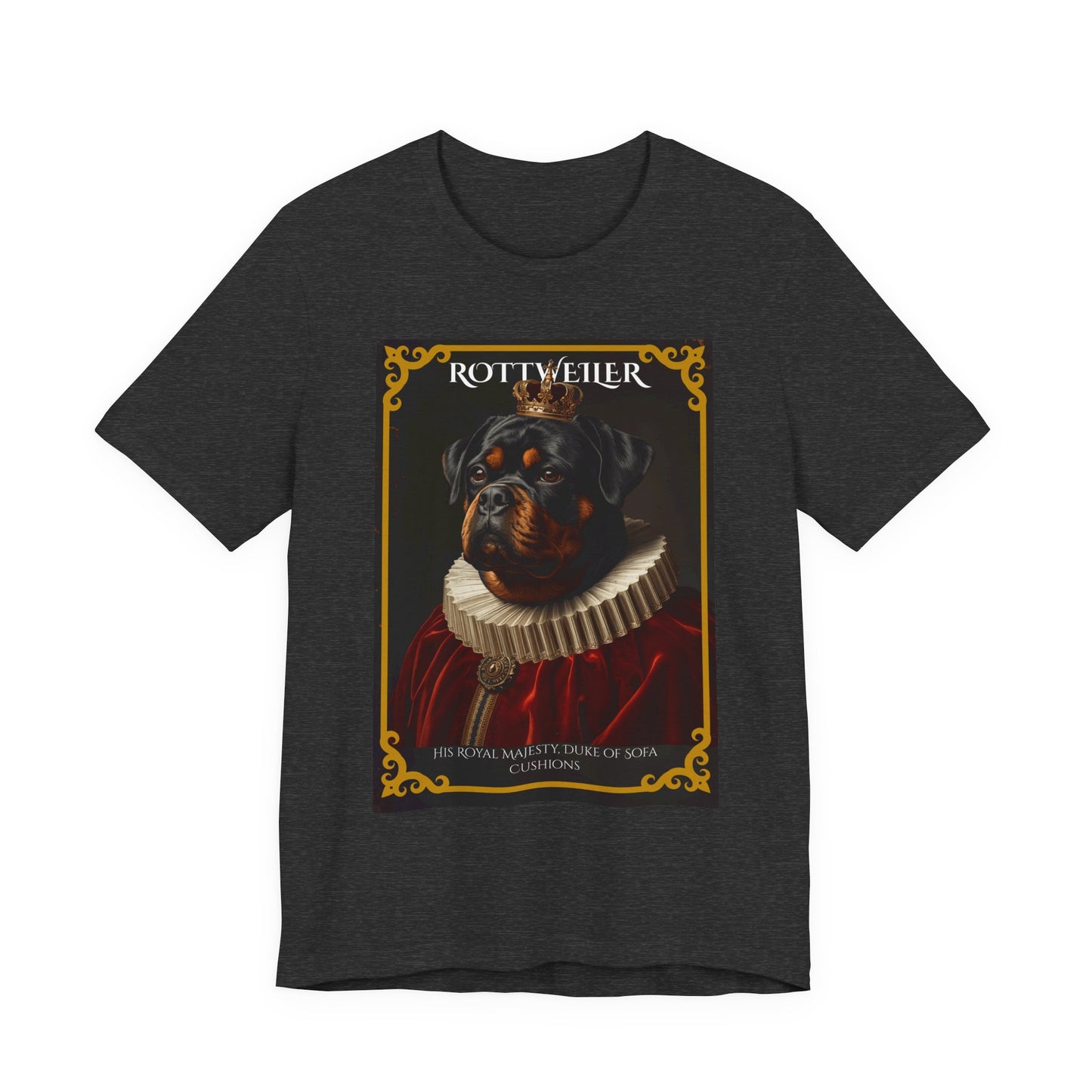 Dark Grey Heather colourway of the Rottweiler Royal Portrait t-shirt