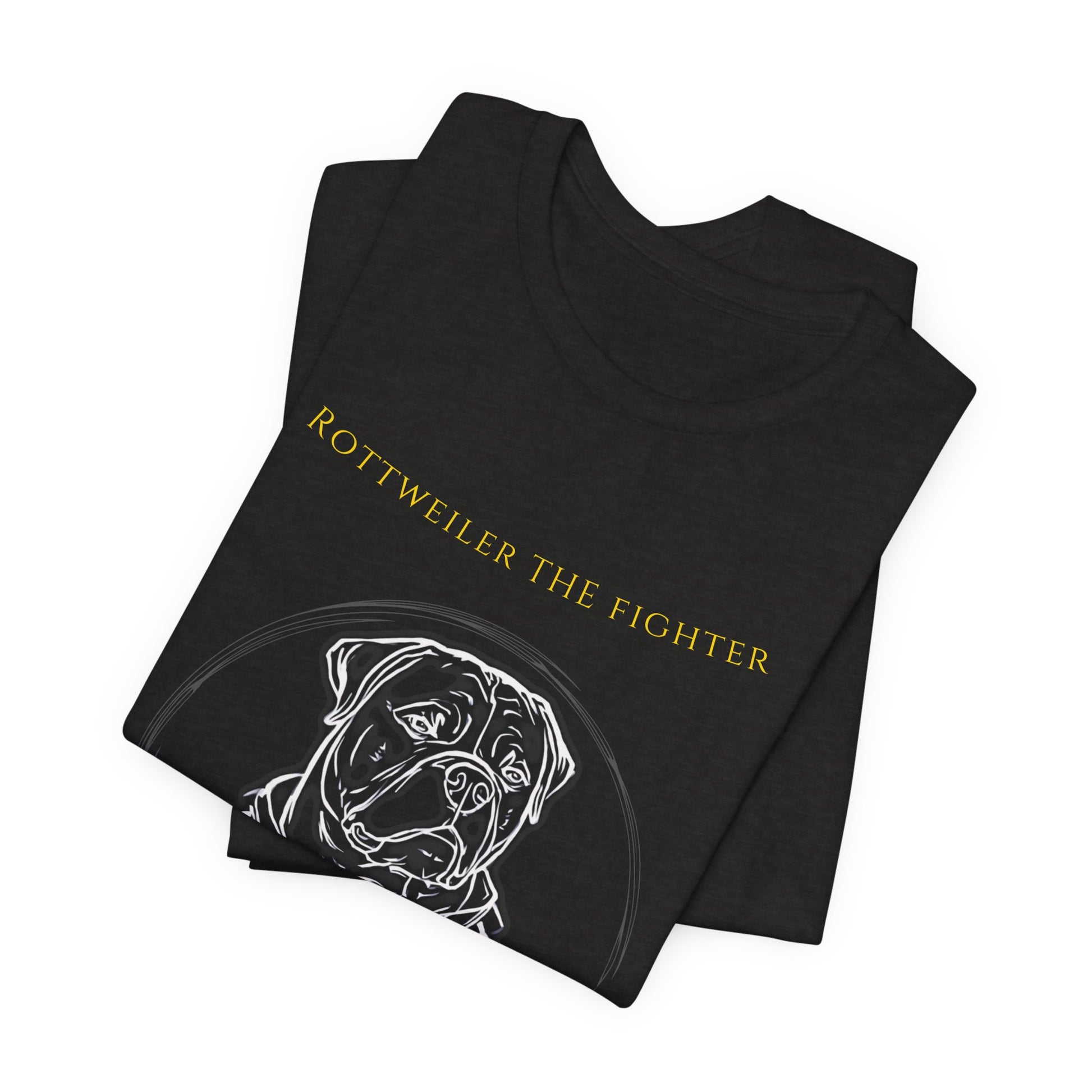 Rottweiler The Fighter T-Shirt worn by model outdoors