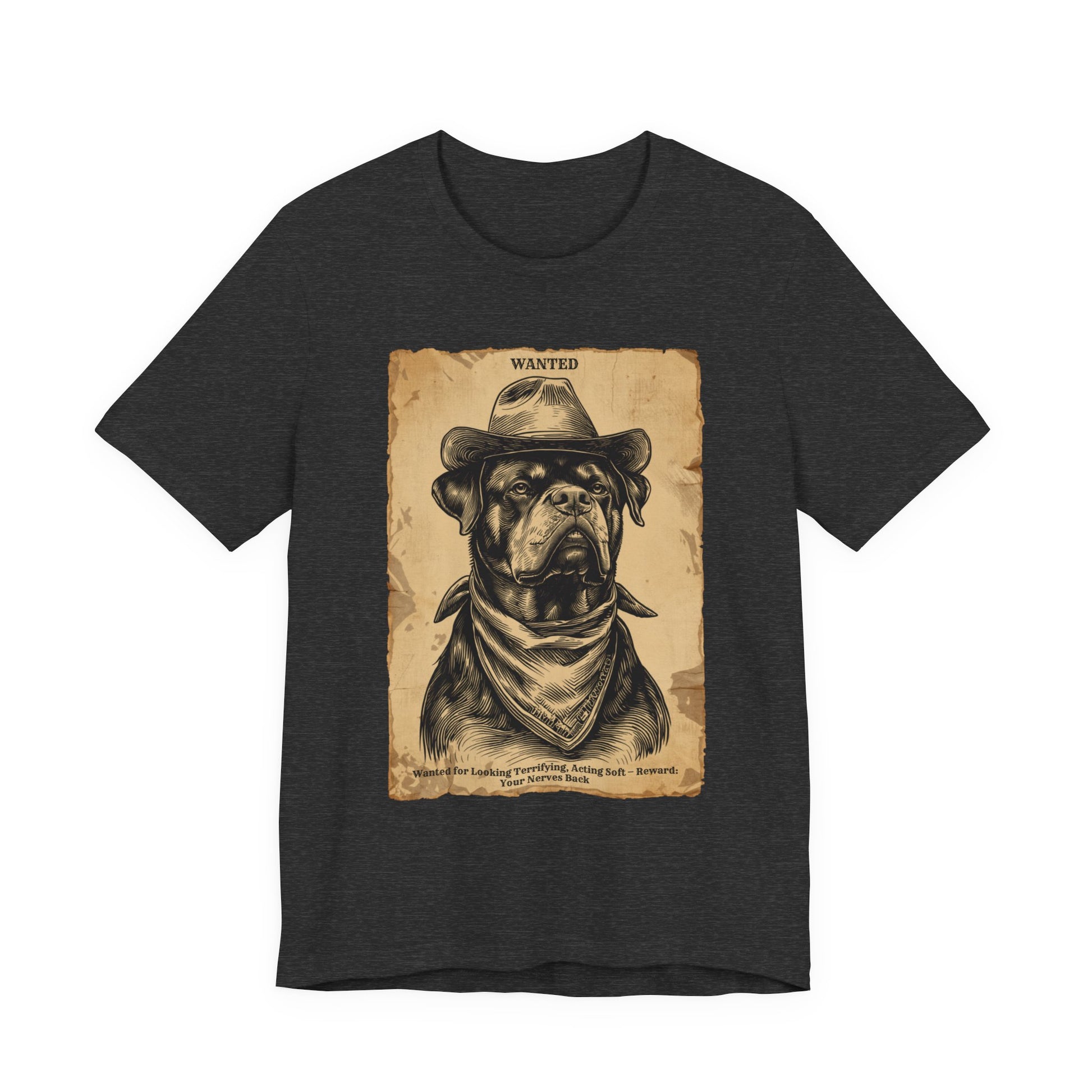 Rottweiler Wanted Outlaw t-shirt fabric detail 2