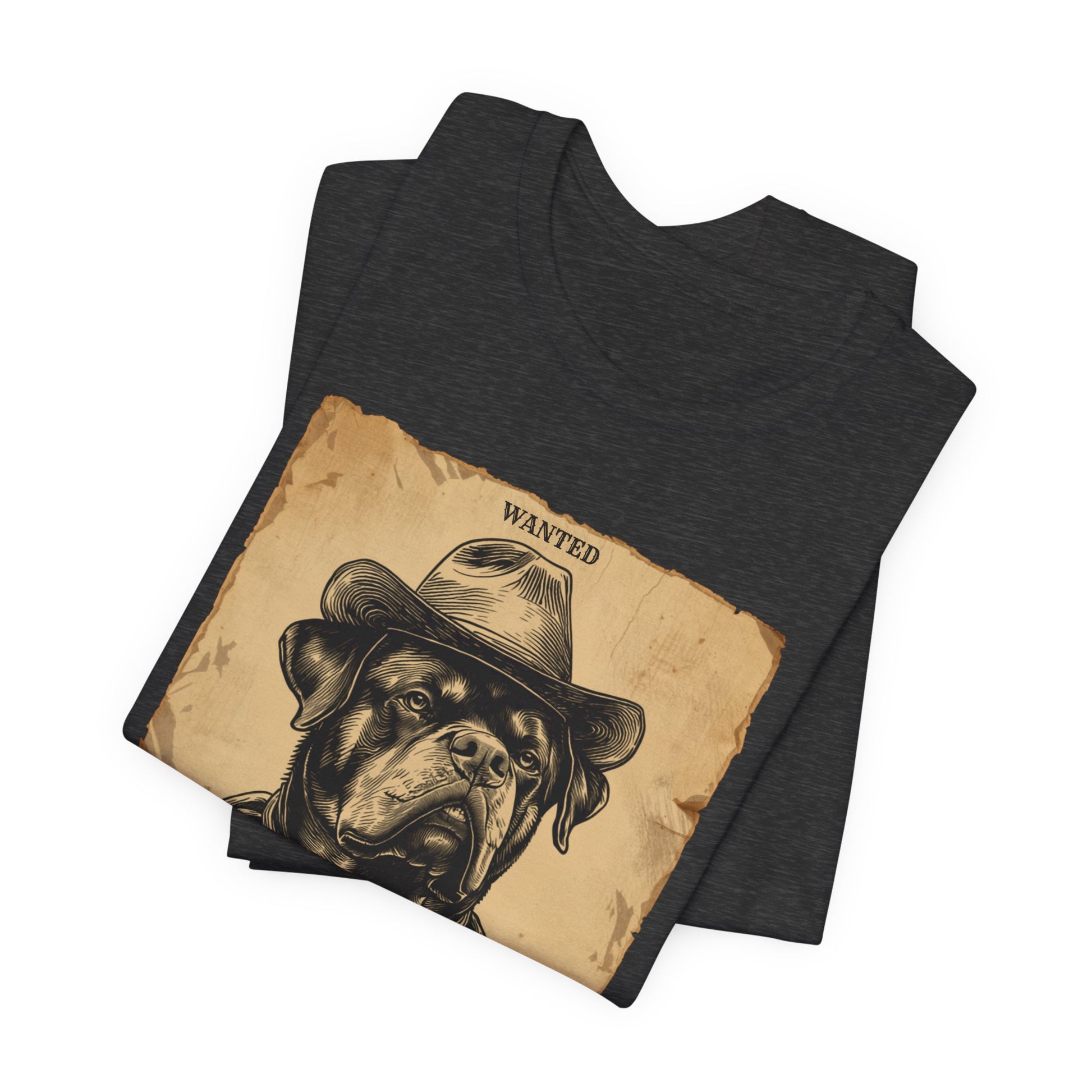 Rottweiler Wanted Outlaw t-shirt fabric detail 4