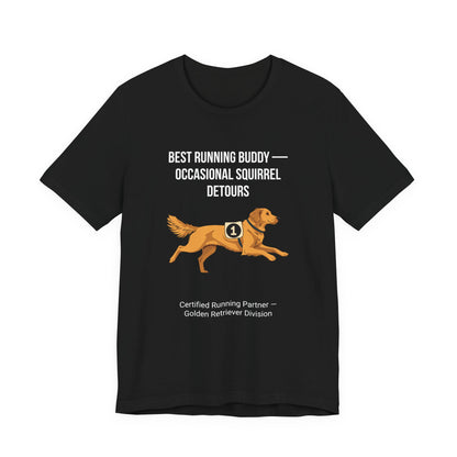 Running Buddy Golden Retriever T-Shirt — Running design, photo 06