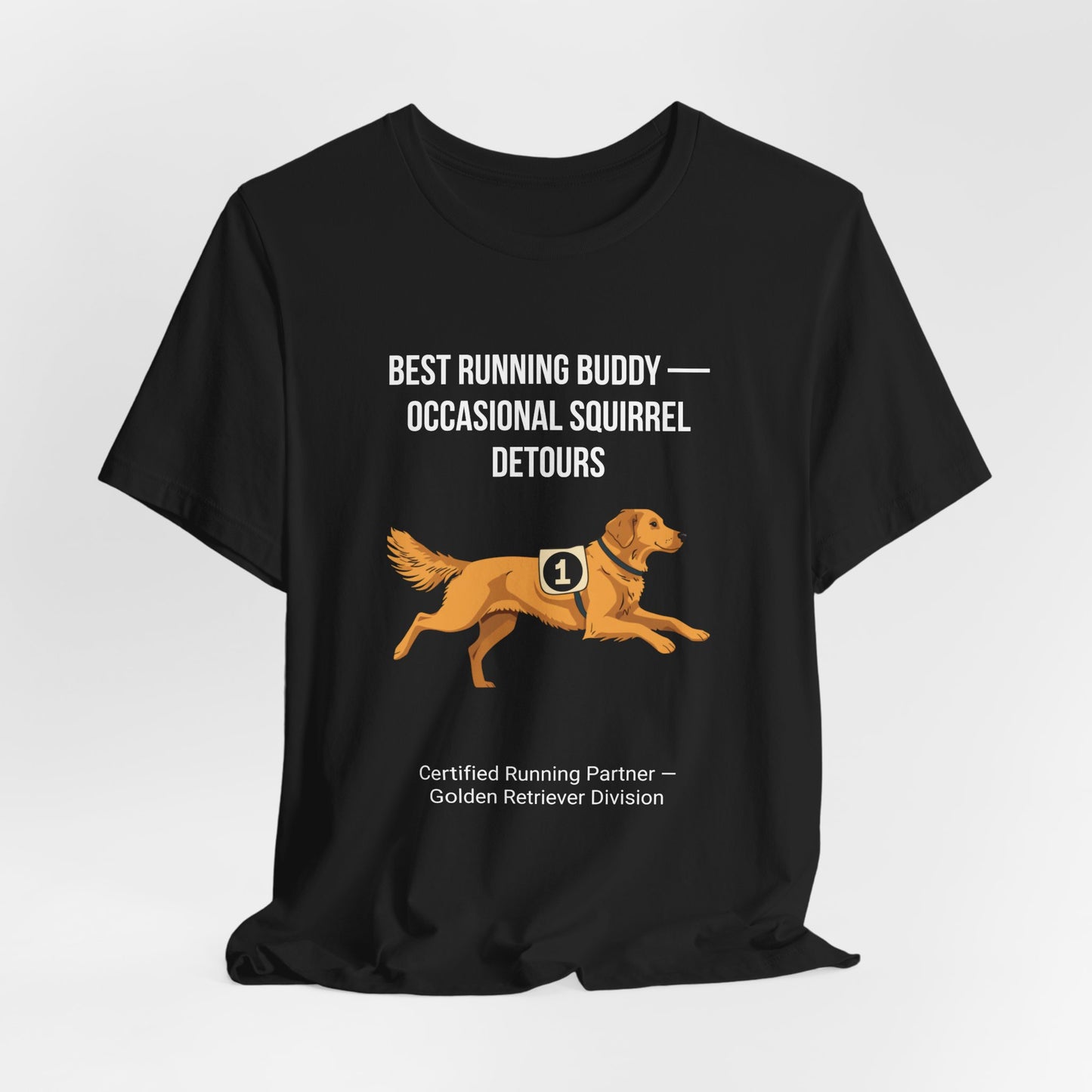 Running Buddy Golden Retriever T-Shirt — Running design, photo 09