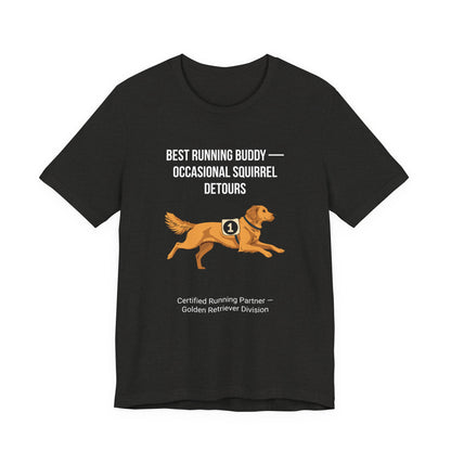 Running Buddy Golden Retriever T-Shirt — Running design, photo 12