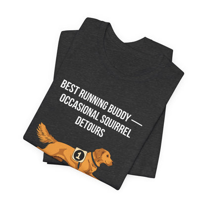 Running Buddy Golden Retriever T-Shirt — Running design, photo 20