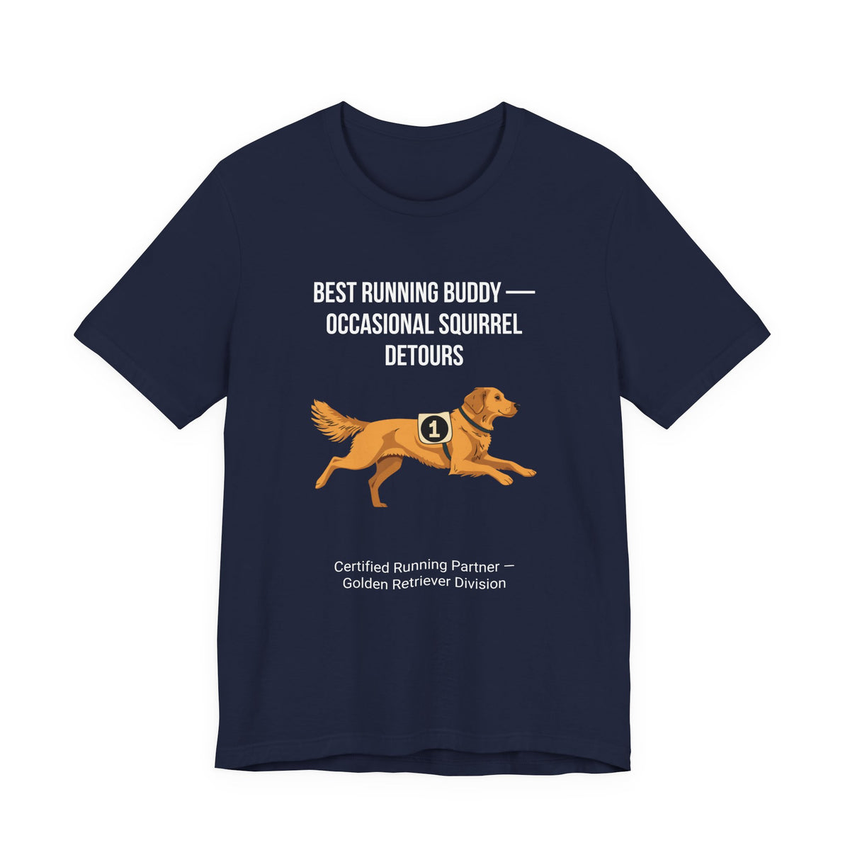 Running Buddy Golden Retriever T-Shirt — Running design, photo 24