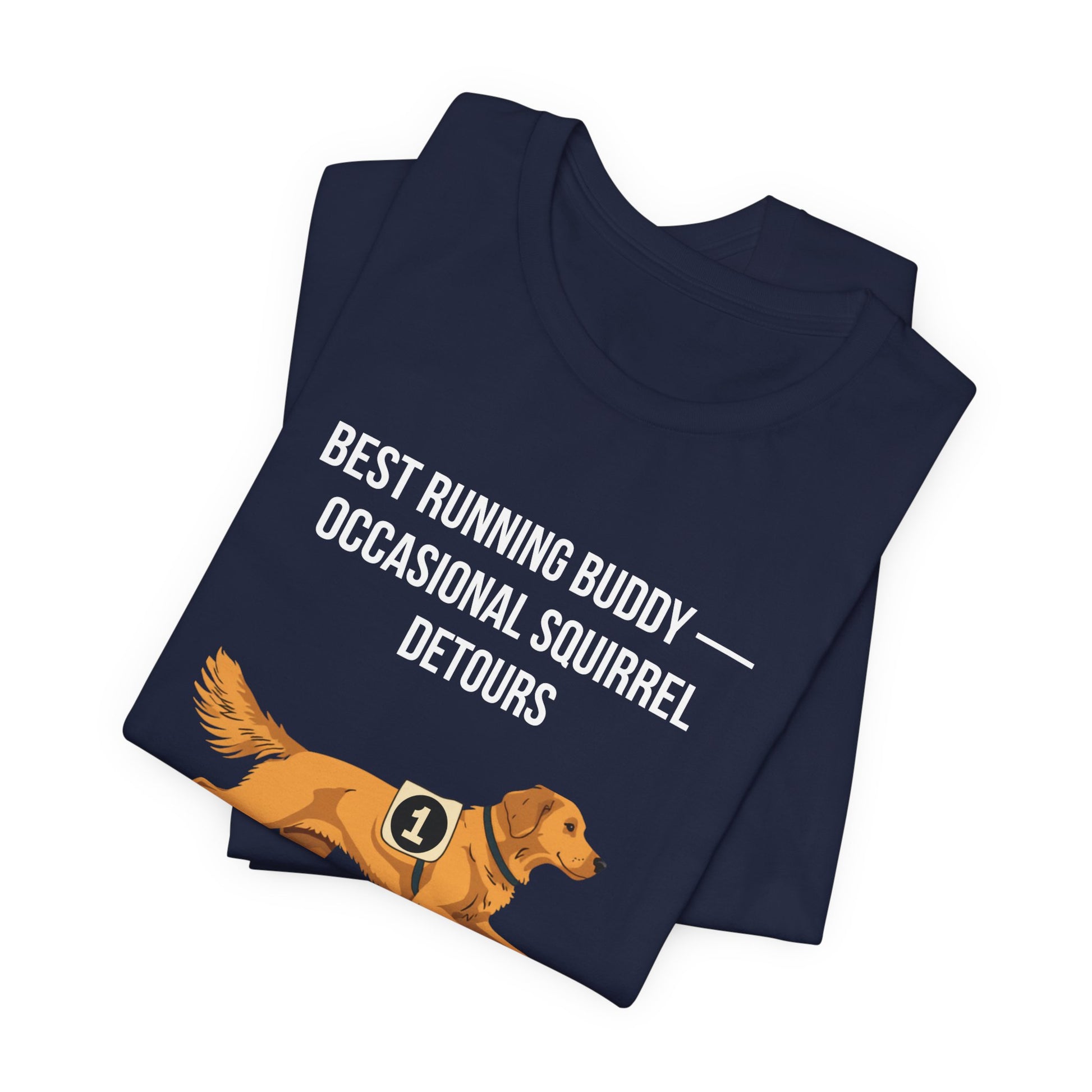 Running Buddy Golden Retriever T-Shirt — Running design, photo 26