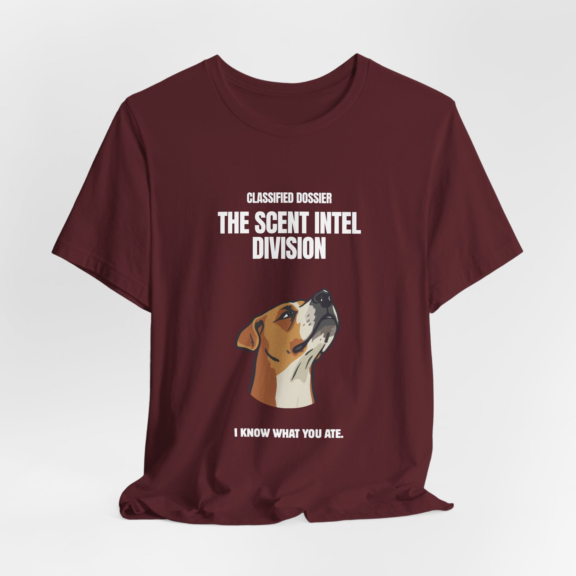 Scent Intel Division funny dog tee – folded flat lay