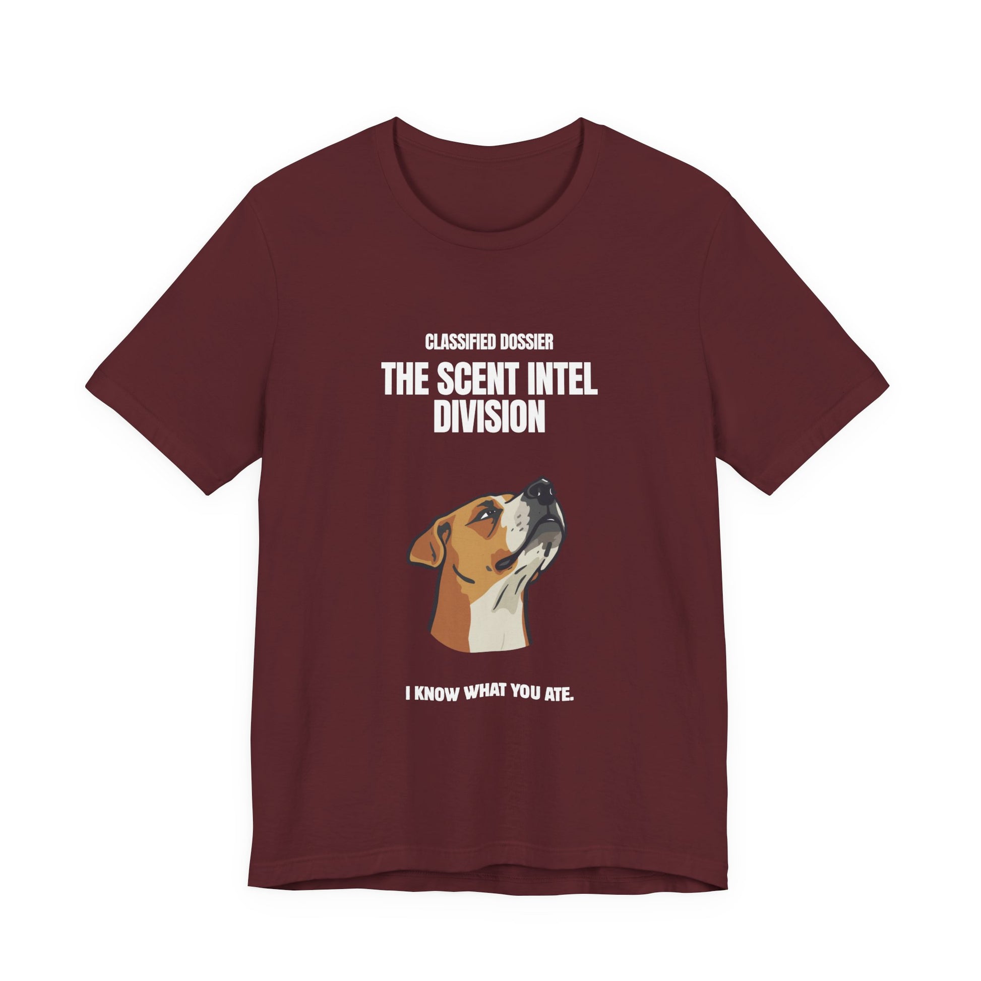 Scent Intel Division funny dog tee – on model