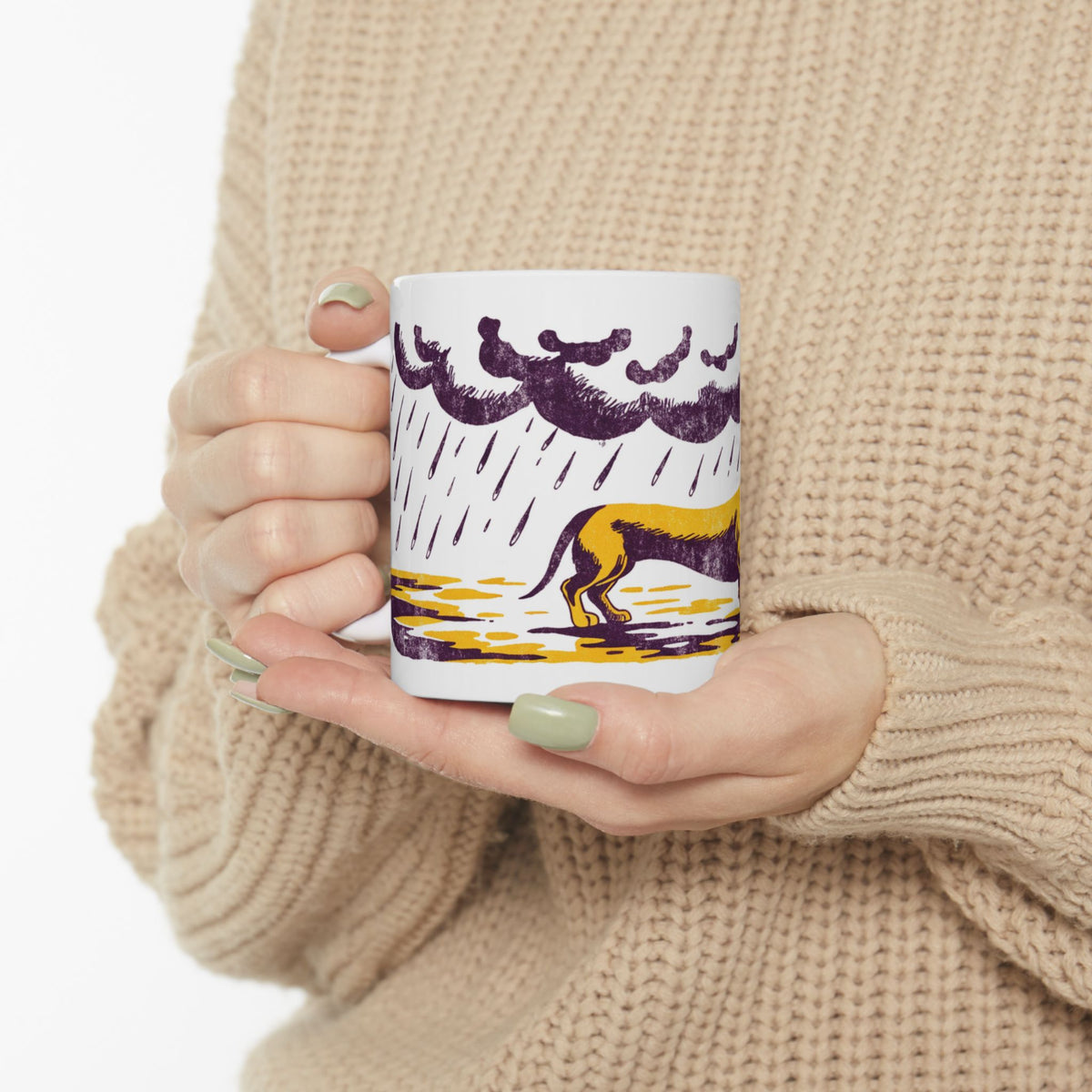 Dachshund ceramic coffee mug, 11oz and 15oz screen print style sausage dog gift - view 1