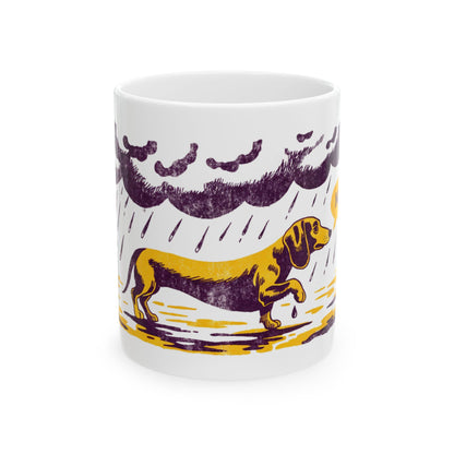 Dachshund ceramic coffee mug, 11oz and 15oz screen print style sausage dog gift - view 3