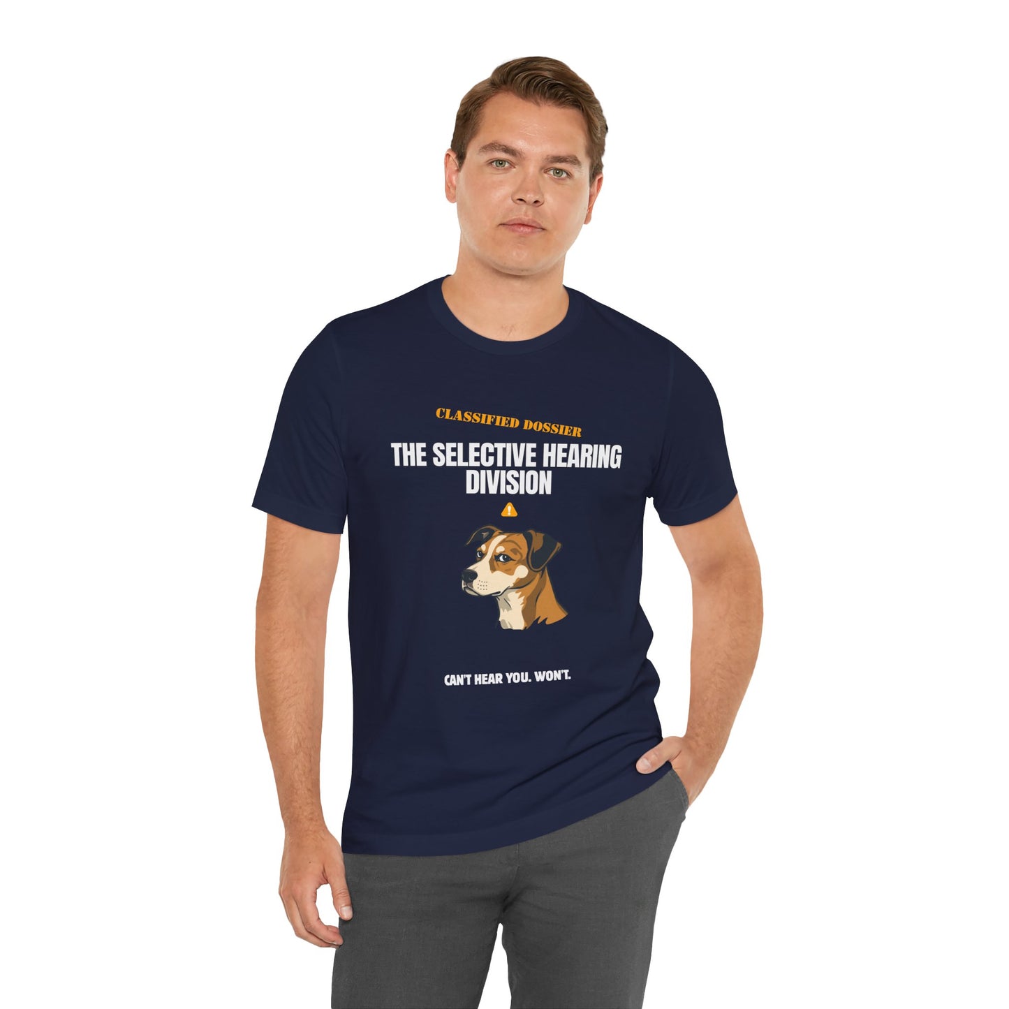 Selective Hearing Division dog t-shirt colour Black Heather