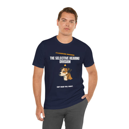 Selective Hearing Division dog t-shirt colour Black Heather