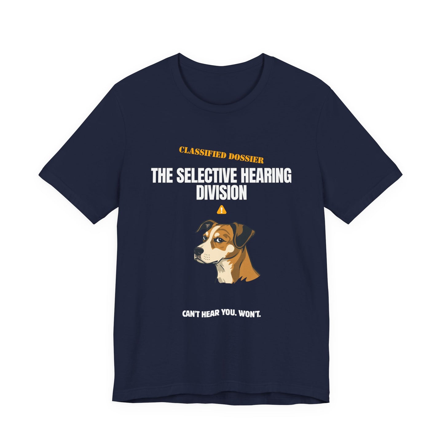 Selective Hearing Division dog t-shirt hem detail