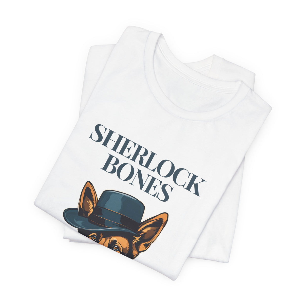 Sherlock Bones Detective Dog T-Shirt — Dark Grey Heather — dog mum gift — SniffWaggleNWalk™