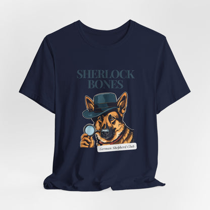 Sherlock Bones Detective Dog T-Shirt — Navy — free worldwide delivery — SniffWaggleNWalk™