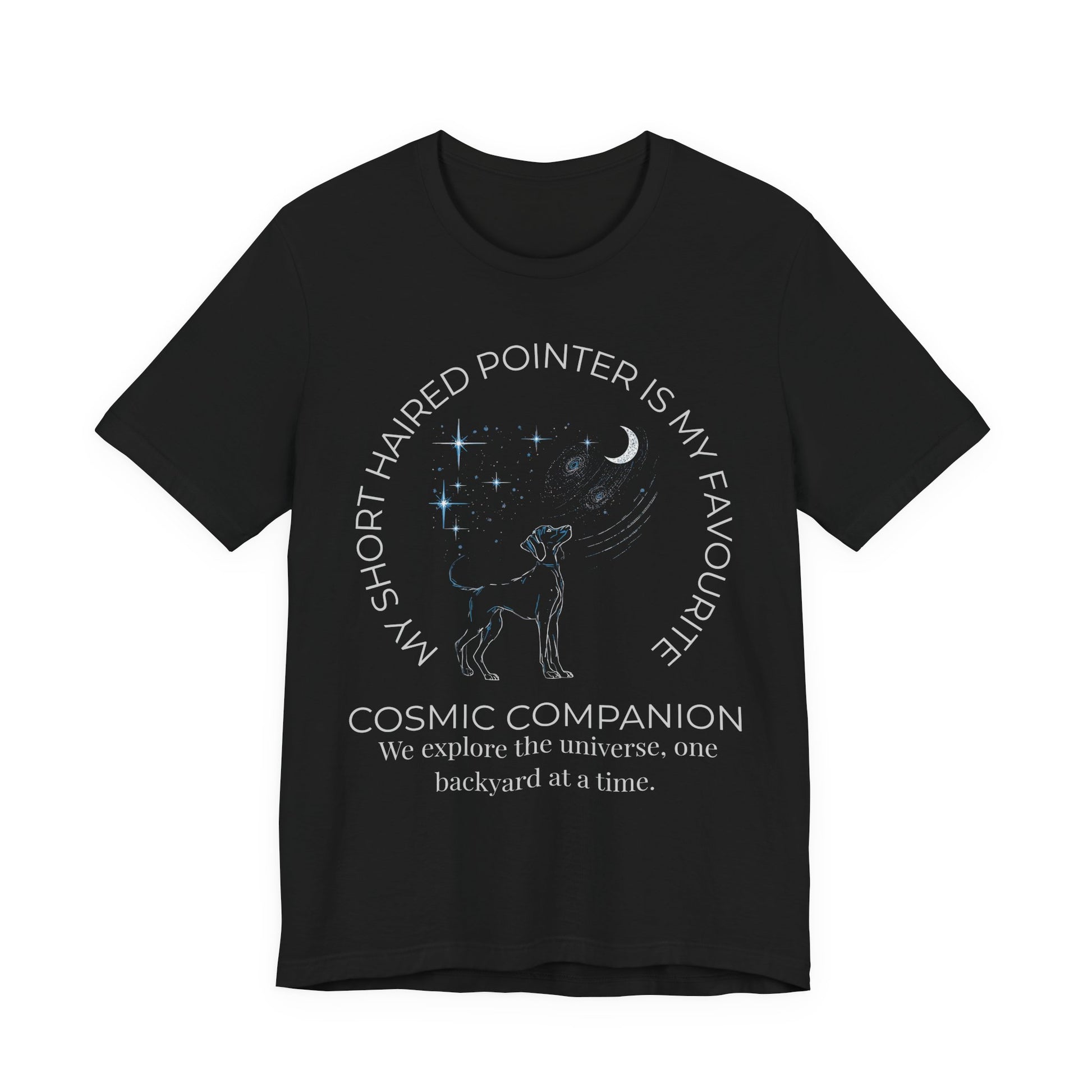 Short Haired Pointer Cosmic Companion T-Shirt black colourway
