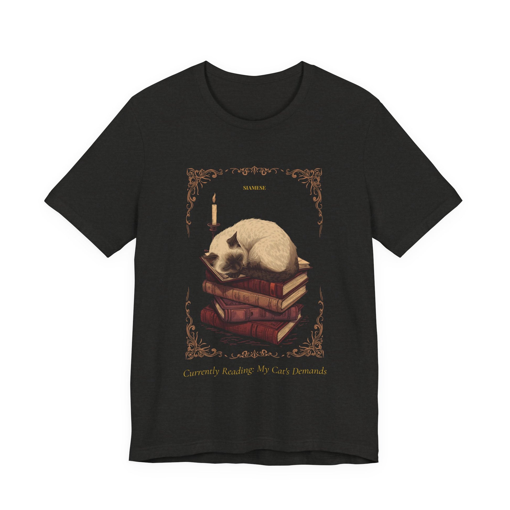 Model wearing the Siamese Cat tee, front pose