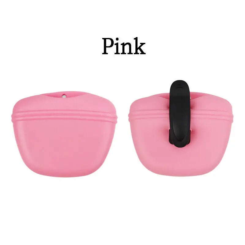 Silicone Dog Treat Holder — clip-on portable treat pot, back angle — SniffWaggleNWalk