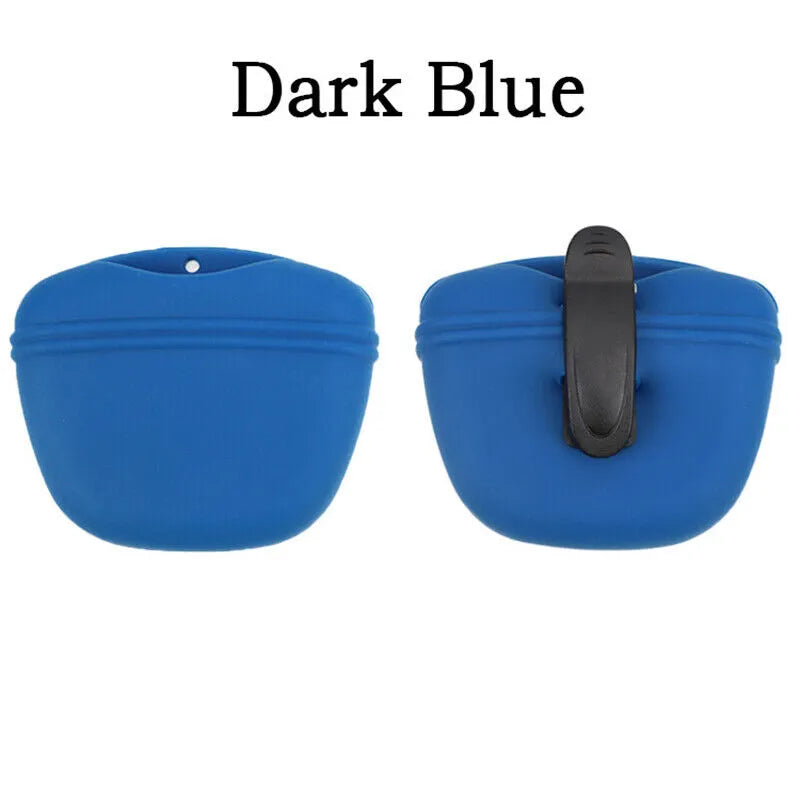 Silicone Dog Treat Holder — clip-on portable treat pot, clip detail — SniffWaggleNWalk