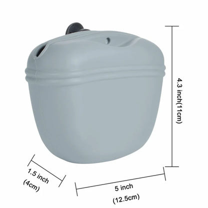 Silicone Dog Treat Holder — clip-on portable treat pot, colour options — SniffWaggleNWalk