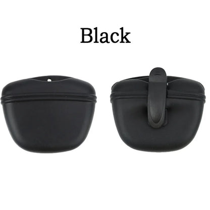 Silicone Dog Treat Holder — clip-on portable treat pot, size reference — SniffWaggleNWalk
