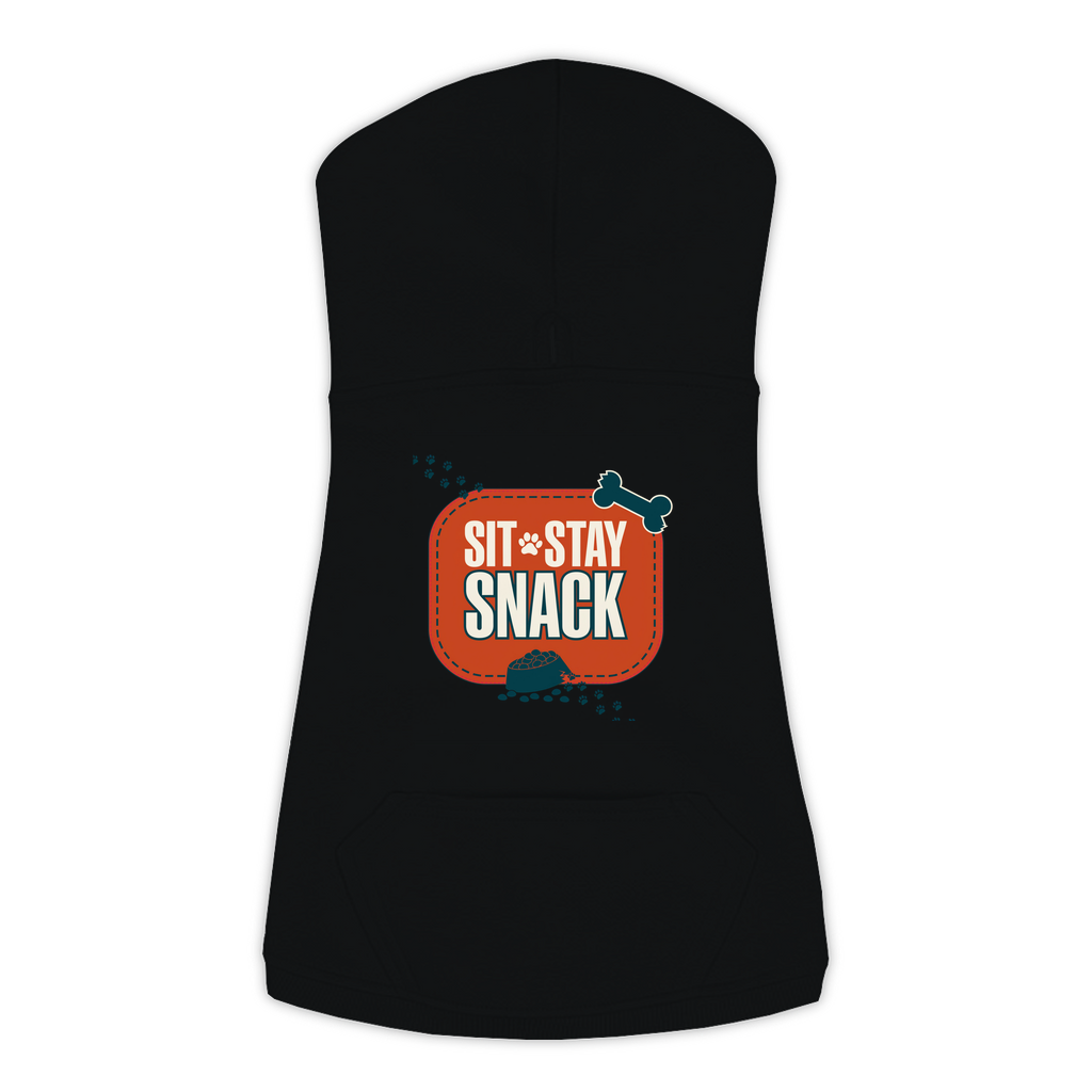 Sit Stay Snack Dog Hoodie — Black, XL