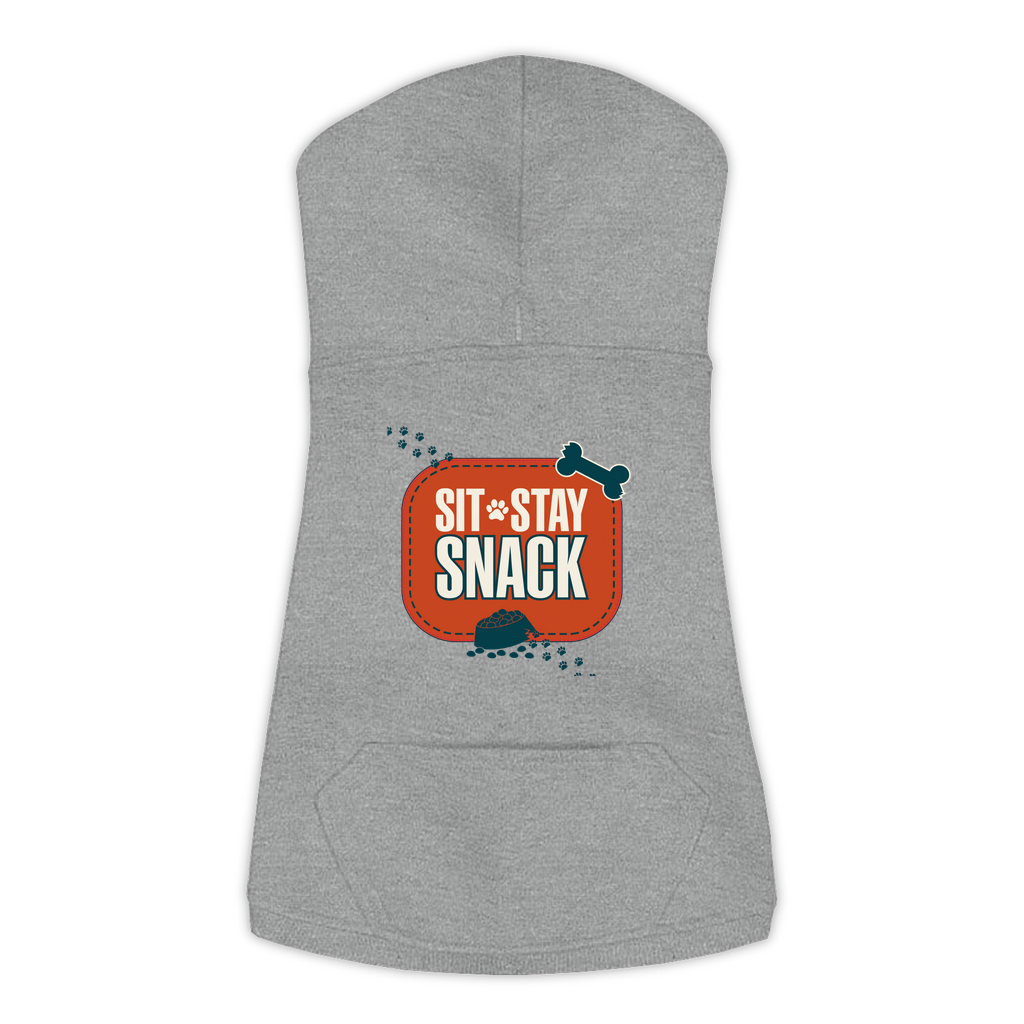 Sit Stay Snack Dog Hoodie — Granite Heather, 2XL