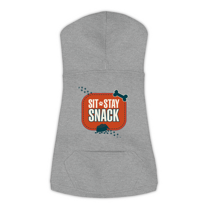 Sit Stay Snack Dog Hoodie — Granite Heather, 3XL