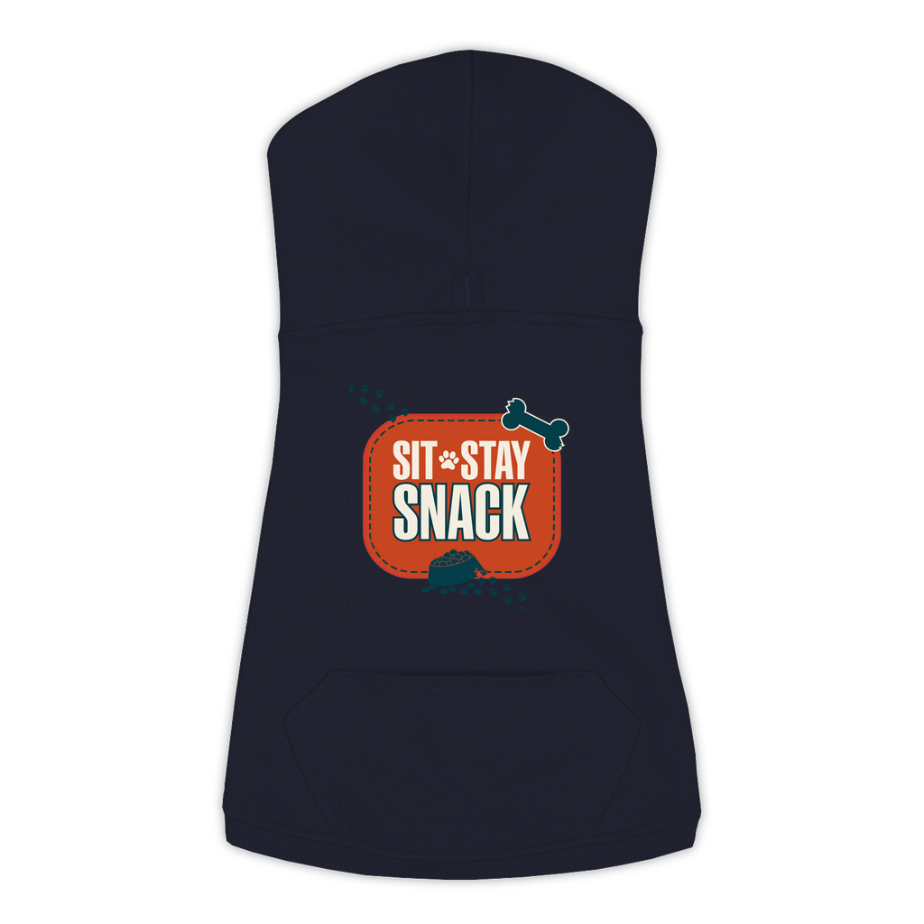 Sit Stay Snack Dog Hoodie — Navy, 2XL