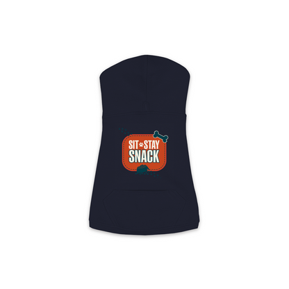 Sit Stay Snack Dog Hoodie — Navy, M
