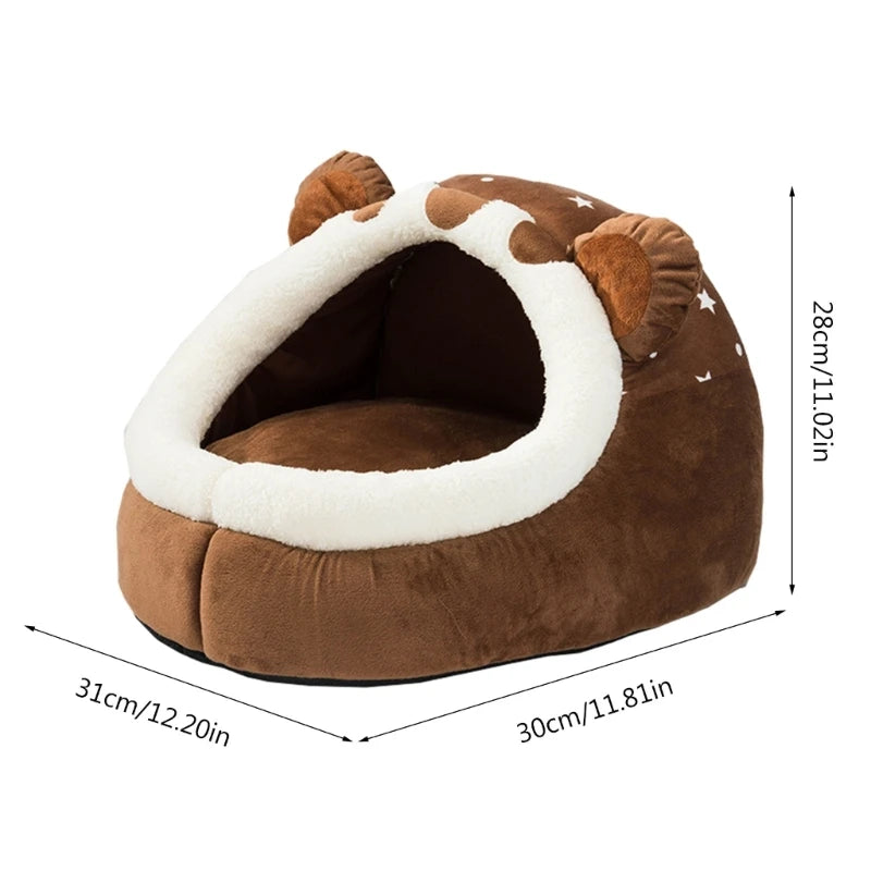 Size chart for bear cave dog bed - 31x30x28cm suitable for small dogs and cats