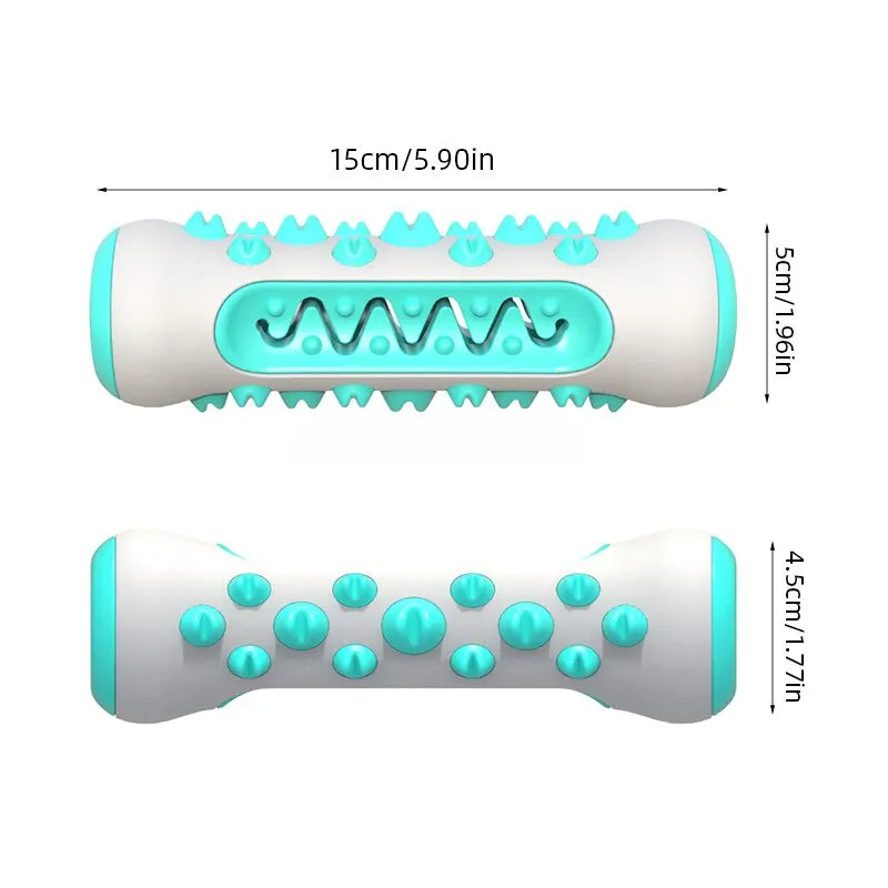 ChewNClean™ size guide: 15cm length, 5cm width, 4.5cm height rubber dental chew stick