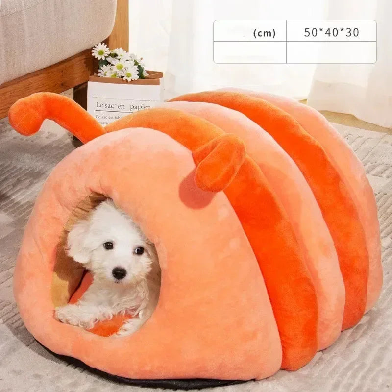 PawWorm caterpillar cave bed size guide — 50x40x30cm, suits cats and small dogs