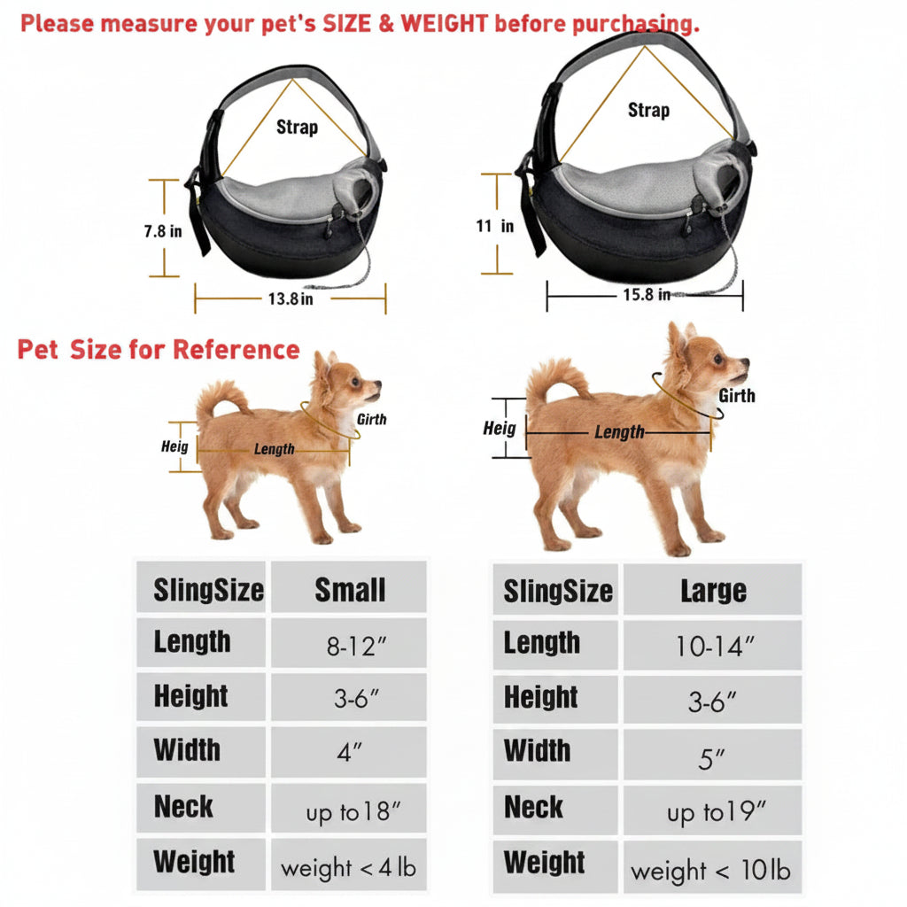 Sniffwagglendwalk®dog shoulder bag size chart Sniff Waggle And Walk