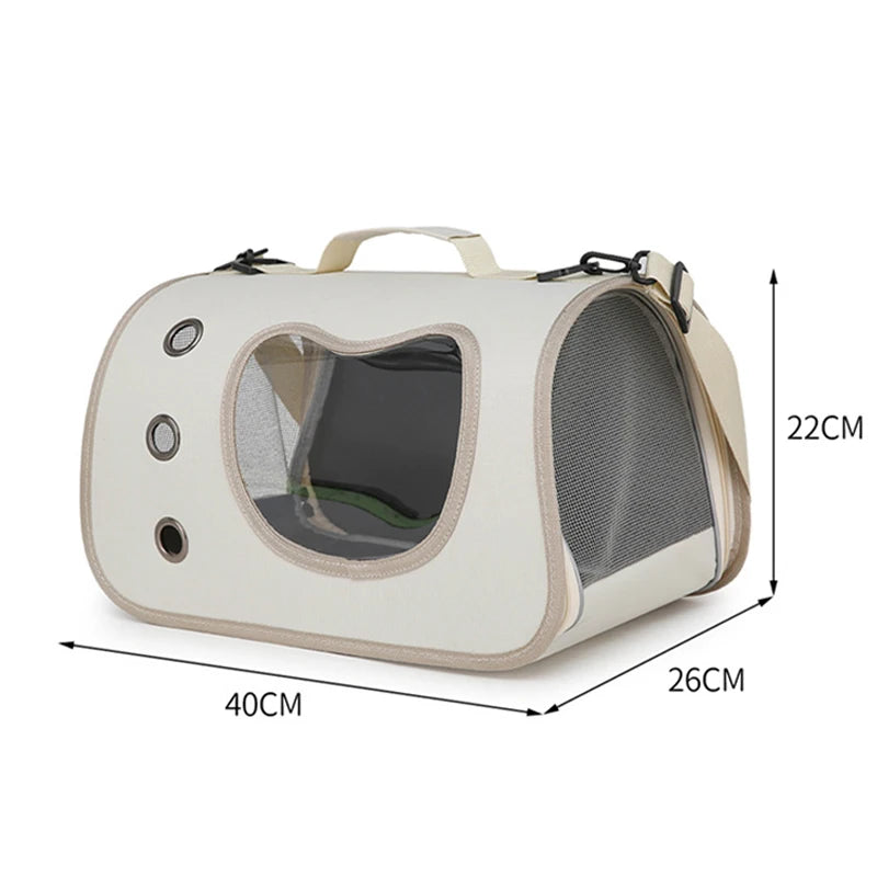 SnuggleGo™ pet carrier size guide showing dimensions 40cm L x 26cm W x 22cm H