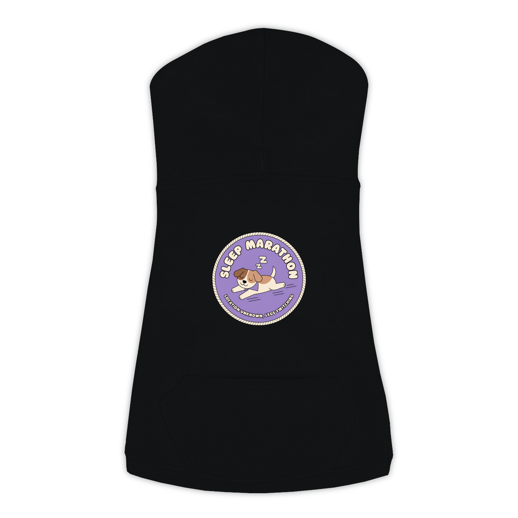 Sleep Marathon Dog Hoodie in Black, sizes L to 3XL