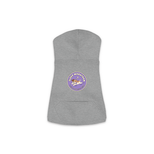 Sleep Marathon Dog Hoodie in Granite Heather, sizes XS to M
