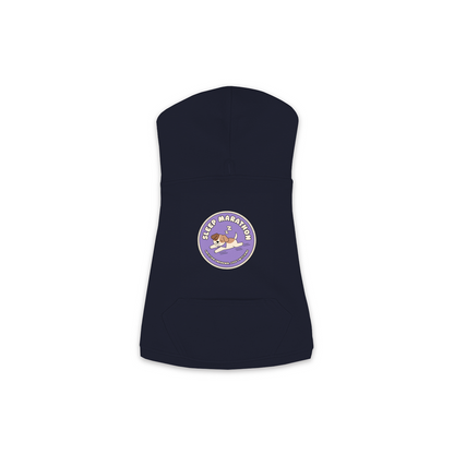 Sleep Marathon Dog Hoodie in Navy, sizes XS to M