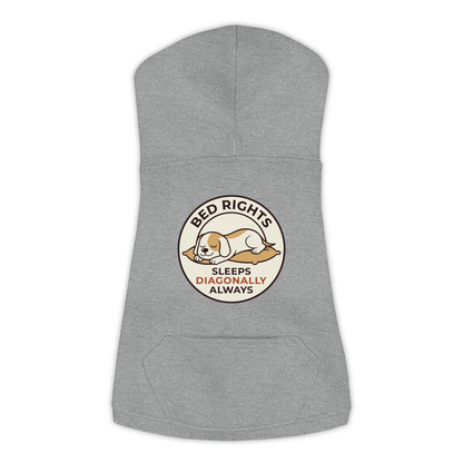Sleeps Diagonally dog hoodie in Granite Heather - back print, sizes L to 3XL
