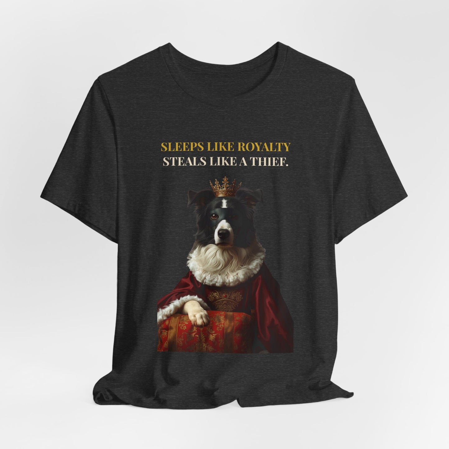 Sleeps Like Royalty Border Collie T-Shirt — Navy colourway