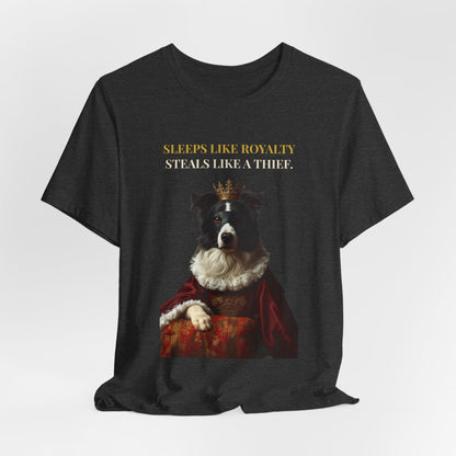 Sleeps Like Royalty Border Collie T-Shirt — Navy colourway