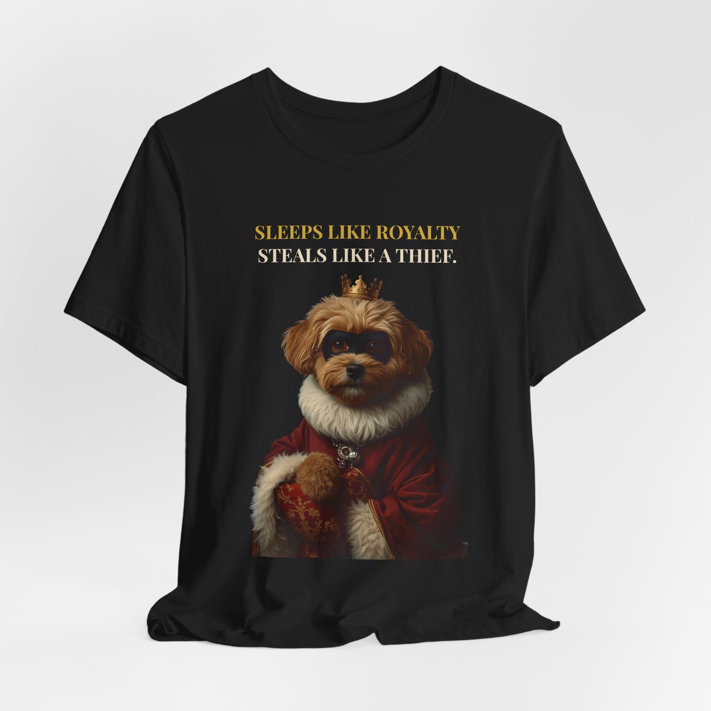 Sleeps Like Royalty Cockapoo T-Shirt — Dark Grey Heather colourway