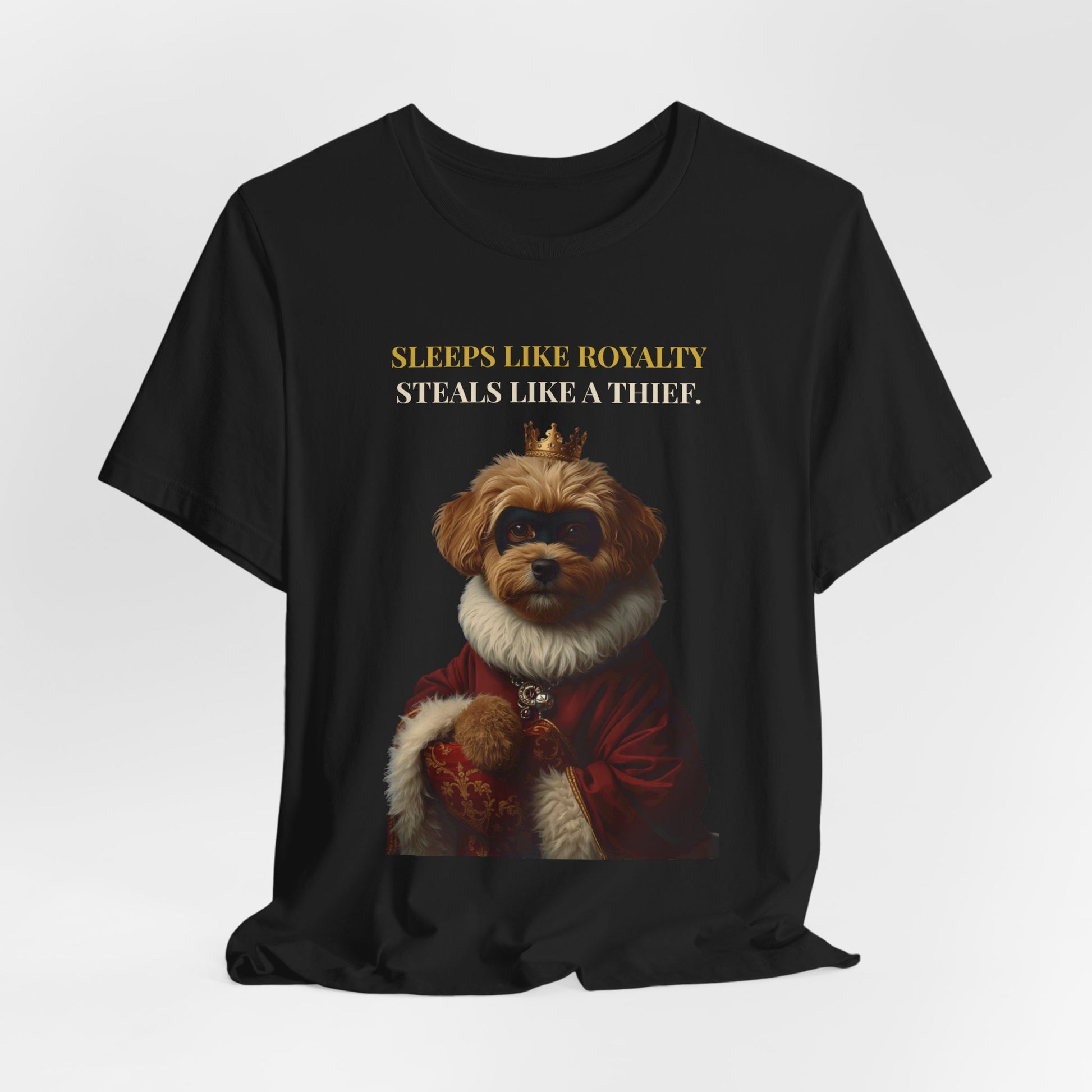 Sleeps Like Royalty Cockapoo T-Shirt — Dark Grey Heather colourway