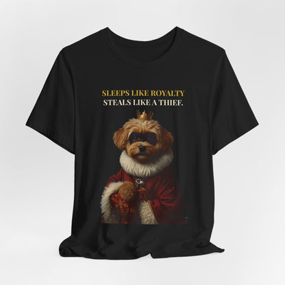 Sleeps Like Royalty Cockapoo T-Shirt — Dark Grey Heather colourway