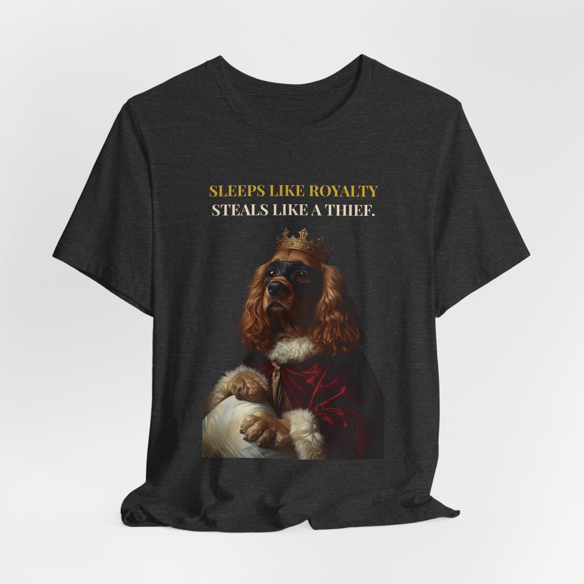 Sleeps Like Royalty Cocker Spaniel T-Shirt — Navy colourway