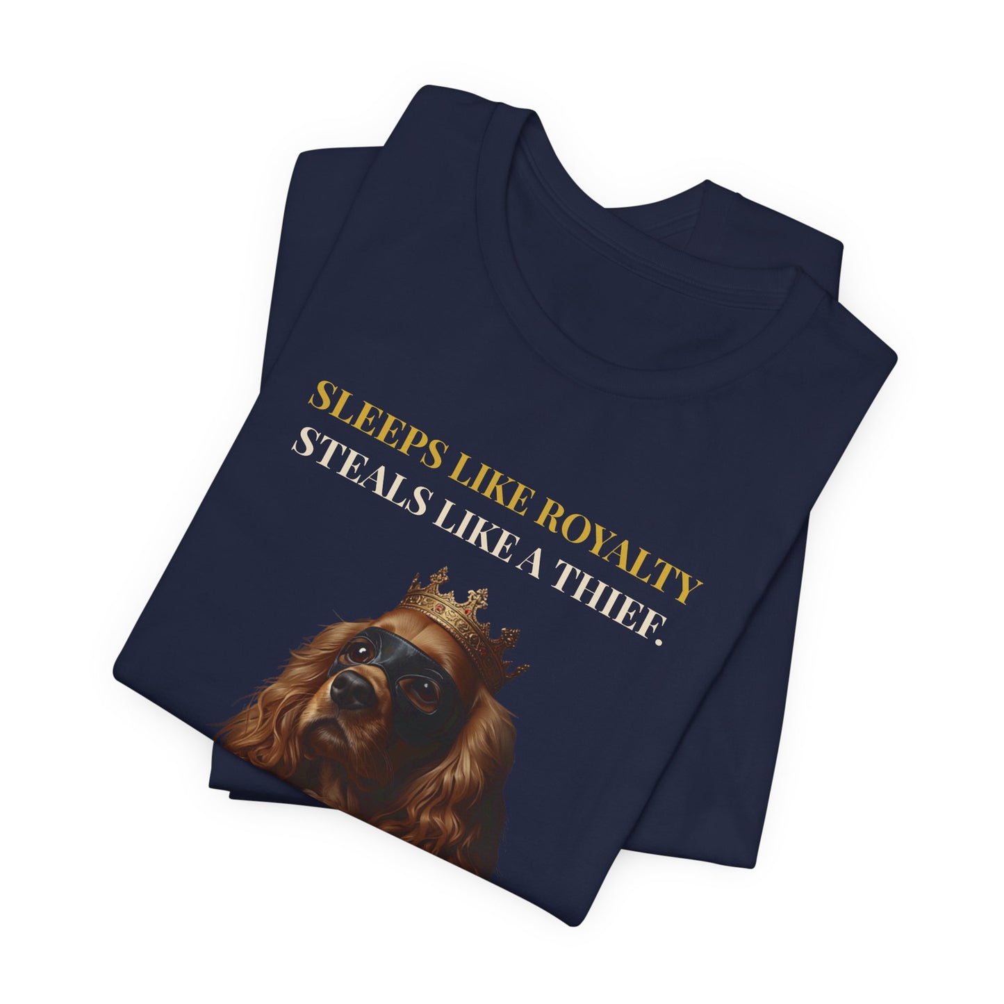 Sleeps Like Royalty Cocker Spaniel T-Shirt — model back view