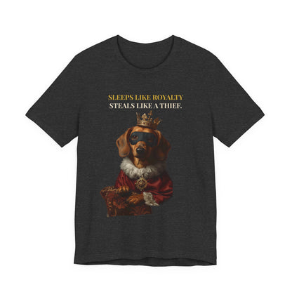 Sleeps Like Royalty Dachshund T-Shirt — lifestyle photo