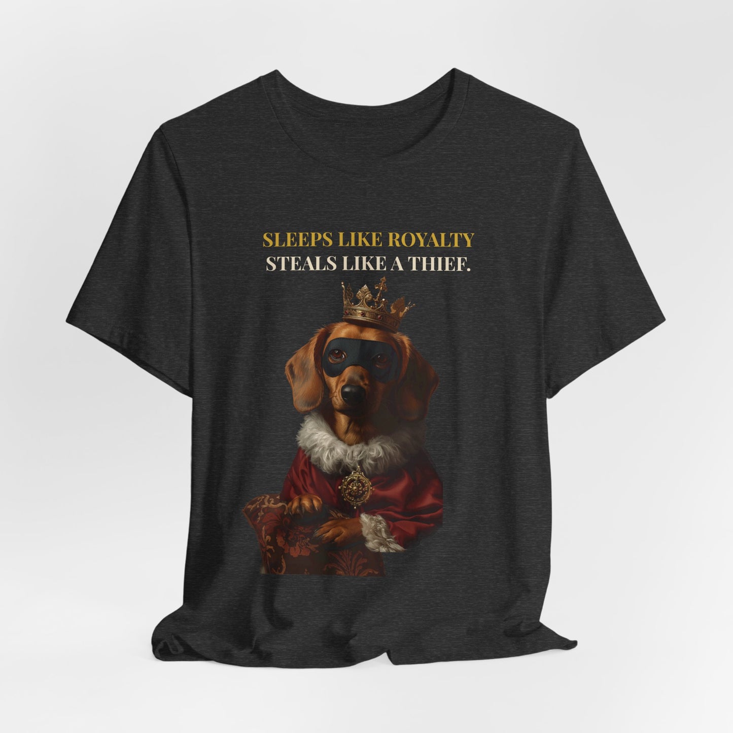 Sleeps Like Royalty Dachshund T-Shirt — Navy colourway