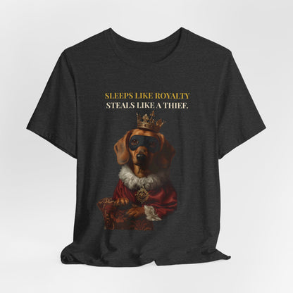 Sleeps Like Royalty Dachshund T-Shirt — Navy colourway